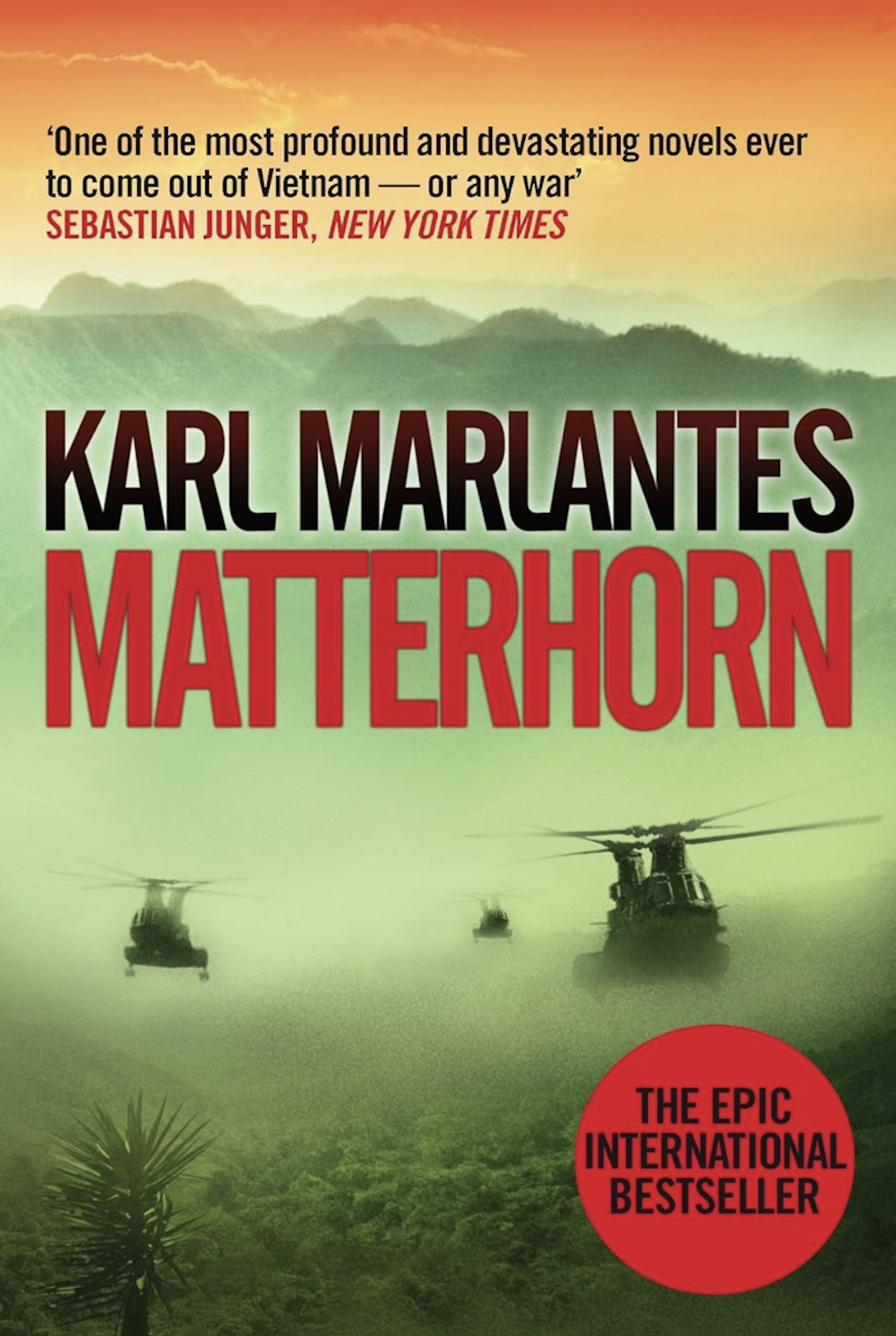 A book cover depicting helicopters flying through clouds and mist. 